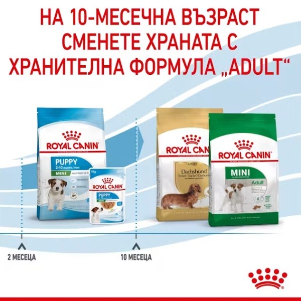 Royal Canin Puppy Mini - Пълноценна суха храна за подрастващи кученца от 2 до 10 месечна възраст от дребни породи